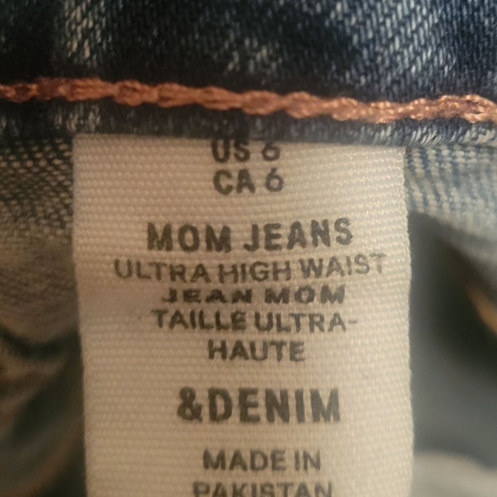 H&M & DENIM Blue Mom Jeans Ultra High Waist Size 6 - Picture 6 of 7